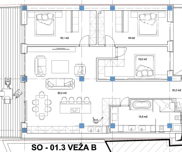 Luxus v CENTRE MESTA, 4 izb. byt o výmere 171 m2 s terasou