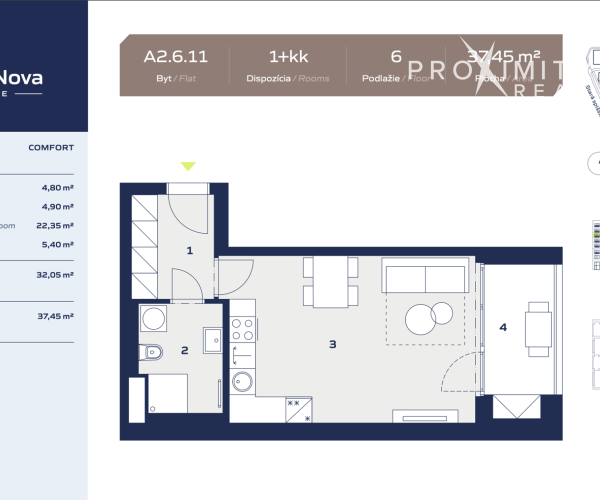 Postúpenie 1kk projekt WatsoNova s parkovacím miestom