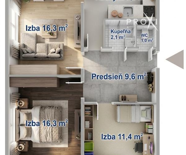 Na predaj 3-izbový byt, Terasa , ihneď voľný!